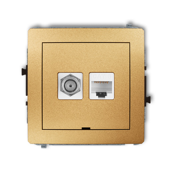 KARLIK DECO 29DGFKBO-3  Gniazdo antenowe pojedyńcze typu F (SAT) + gniazda komp. poj. 1xRJ45