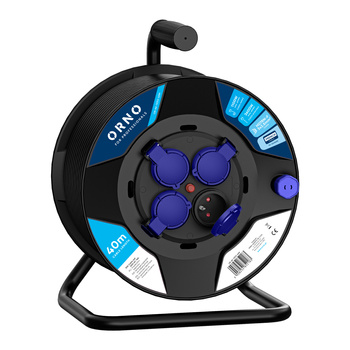 Przedłużacz bębnowy, 4 gniazda 2P+Z, kabel PVC H07RN-F 3x2,5mm², długość 40m, termik, przesłony torów prądowych