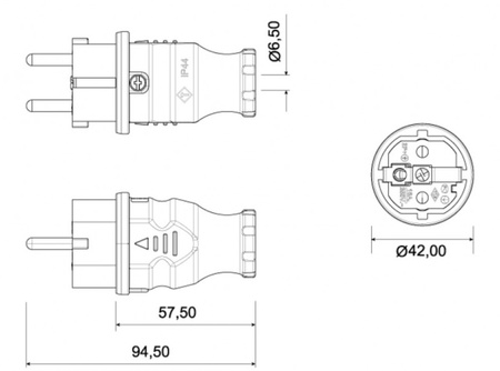 F-ELEKTRO F6.0354  Wtyczka gumowa NOVA czarna