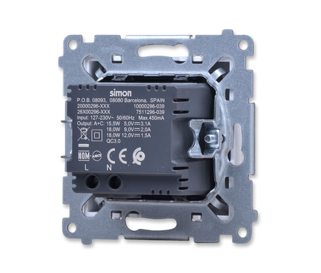 Kontakt Simon 55 tec2ca.01/111 ładowarka usb podwójna typ a+c