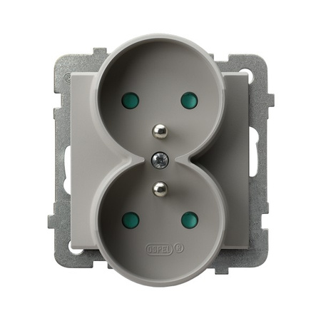 SONATA GP-2RRAZP/m/82 Gniazdo podwójne z uziemieniem z przesłonami torów prądowych, moduł bez ramki (do ramek 4mm)