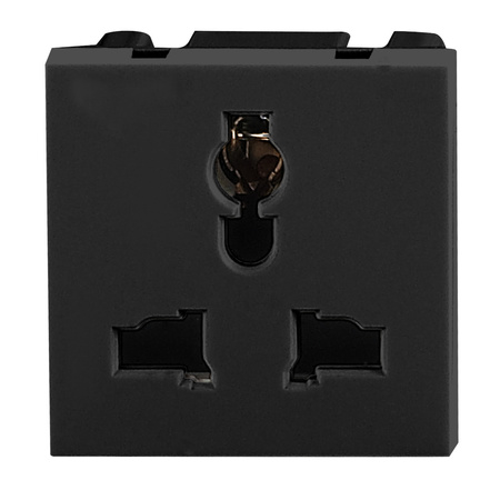 NOEN UK, gniazdo modułowe 45x45mm 3-pinowe multifunkcjonalne, 10A, 250V, czarne