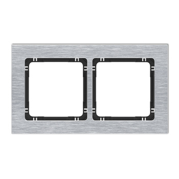 KARLIK DECO 7-12-DRA-2 Ramka uniwersalna podwójna - aluminium szczotkowane (ramka: srebrna; spód: czarny)
