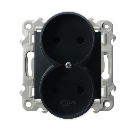 OSPEL SZAFIR GP-2ZR/m/33 Gniazdo podwójne moduł bez ramki czarny 