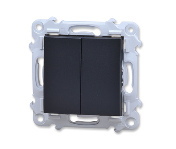 Ospel szafir łp-10z/m/33 włącznik podwójny schodowy łącznik dwugrupowy czarny metalik