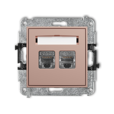 KARLIK MINI 62MGK-6 Mechanizm gniazda komputerowego podwójnego 2xRJ45, kat. 6, ekranowany, 8-stykowy