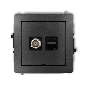 KARLIK DECO 11DGFKBO-1  Gniazdo antenowe pojedyńcze typu F (SAT) + gniazda komp. poj. 1xRJ45