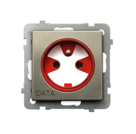 OSPEL SONATA NOWE SREBRO GP-1RMZK/m/44 Gniazdo pojedyncze z uziemieniem DATA z kluczem uprawniającym