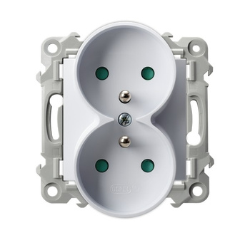 OSPEL SZAFIR GP-2ZRZP/m/00 Gniazdo podwójne z/u z przesłonami moduł