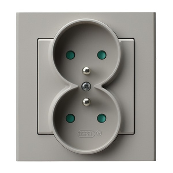 OSPEL SONATA GP-2RZP/82 Gniazdo podwójne z/u z przesłonami torów