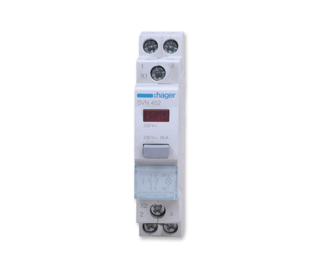 HAGER SVN452 Przycisk sterowniczy 1NO+NC LED czerwona Ith=16A 230VAC