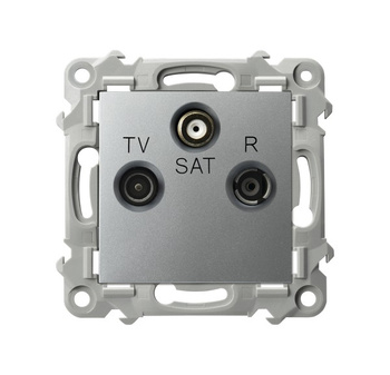 OSPEL SZAFIR GPA-ZS/m/18 Gniazdo RTV-SAT końcowe srebro