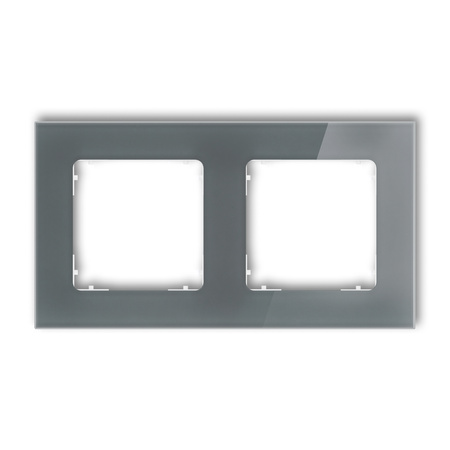 KARLIK ICON 28-0-IRSK-2 Ramka uniwersalna podwójna kwadratowa - efekt szkła (ramka: grafitowa; spód: biały)