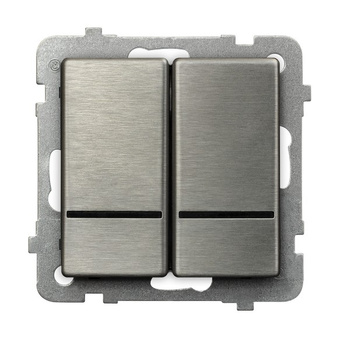 OSPEL SONATA STAL INOX ŁP-2RMS/m/37 Łącznik dwugrupowy świecznikowy z podświetleniem niebieskim