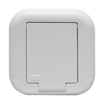 Gniazdo pojedyncze n/t 2p+Z 16A, 250V z klapką w kolorze wyrobu, FAN, biały