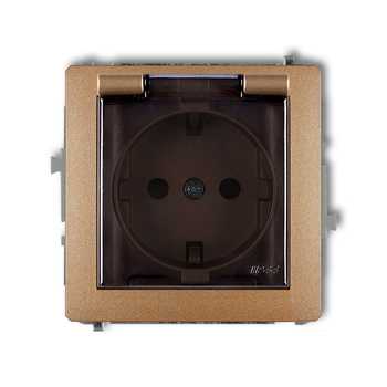 KARLIK DECO 8DGPB-1sdp  Gniazdo bryzgoszczelne z uziemieniem SCHUKO 2P+Z (klapka dymna