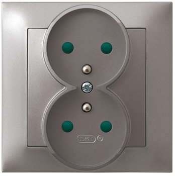 Ospel impresja GP-2YZP/23 Gniazdo podwójne z/u, przesłony, kompletne