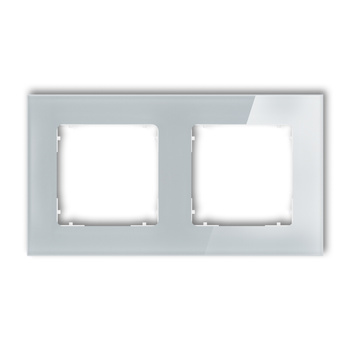 KARLIK ICON 15-0-IRSK-2 Ramka uniwersalna podwójna kwadratowa - efekt szkła (ramka: szara; spód: biały)