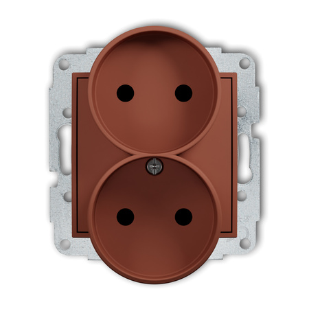 KARLIK MINI 63MGPR-2p Mechanizm gniazda podwójnego do ramki bez uziemienia 2x2P (przesłony torów prądowych)