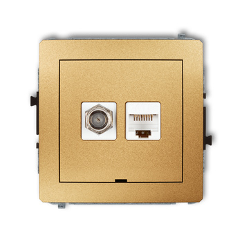 KARLIK DECO 29DGFKBO-1  Gniazdo antenowe pojedyńcze typu F (SAT) + gniazda komp. poj. 1xRJ45