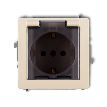 KARLIK DECO 1DGPB-1sdp  Gniazdo bryzgoszczelne z uziemieniem SCHUKO 2P+Z (klapka dymna