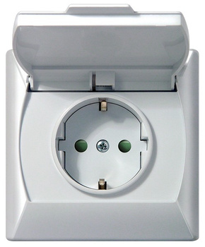 OSPEL AKCENT GPH-1ASP/00/d Gniazdo bryzgoszczelne schuko IP44 przesłony