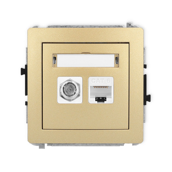 KARLIK DECO 29DGFK-3  Gniazdo antenowe pojedyńcze typu F (SAT) + gniazda komp. poj. 1xRJ45