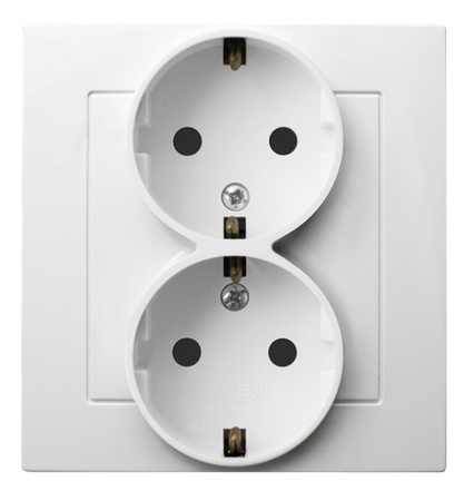 Ospel as GP-2GS/00 Gniazdo podwójne z uziemieniem schuko kompletne z ramką