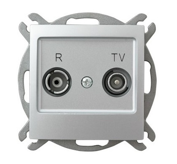 Ospel impresja GPA-14YP/m/18 Gniazdo RTV przelotowe 14-dB srebro