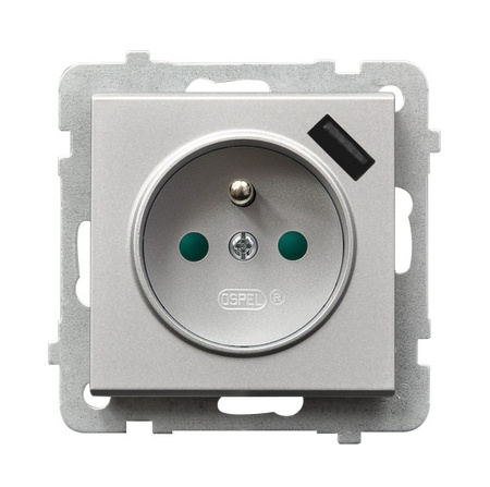 OSPEL SONATA GP-1RZPUSBAC/m/38 Gniazdo z/u z przesłonami, z ładowarką USB A