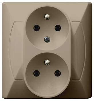 OSPEL AKCENT GP-2AC/01 Gniazdo podwójne z uziemieniem niezamienność faz