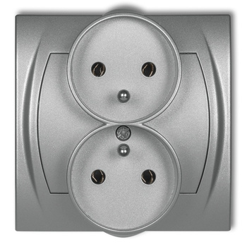 KARLIK LOGO 7LGPR-2z  Gniazdo podwójne do ramki poziomej z uziemieniem 2x(2P+Z) (bez przesłon torów prądowych)