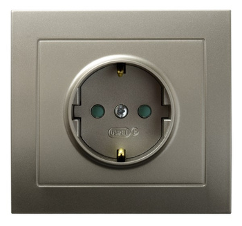 OSPEL KIER GP-1WSP/45 Gniazdo pojedyncze schuko z przesłonami torów