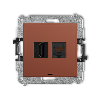 KARLIK ICON 63IGHKBO Mechanizm gniazda pojedynczego HDMI 2.0, 4K + gniazda komp. poj. 1xRJ45, kat. 5e, 8-stykowy, bez pola opisowego