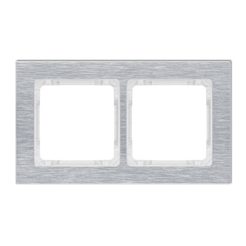 KARLIK DECO 7-0-DRA-2 Ramka uniwersalna podwójna - aluminium szczotkowane (ramka: srebrna; spód: biały)