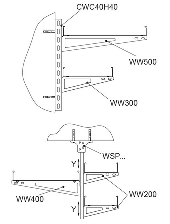 BAKS WW400 Wysięgnik wzmocniony do konstrukcji tras kablowych 710440