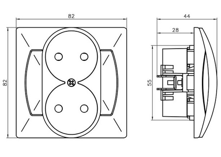 OSPEL AKCENT GP-2A/00 Gniazdo podwójne biały