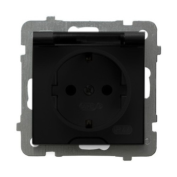 Ospel as GPH-1GS/m/33/d Gniazdo bryzgoszczelne z uziemieniem schuko IP-44 wieczko przezroczyste