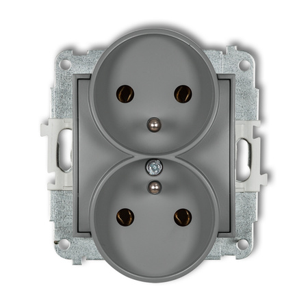 KARLIK MINI 27MGPR-2z  Gniazdo podwójne do ramki z uziemieniem 2x(2P+Z) (bez przesłon torów prądowych)