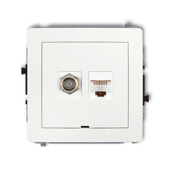 KARLIK DECO 25DGFKBO-1  Gniazdo antenowe pojedyńcze typu F (SAT) + gniazda komp. poj. 1xRJ45