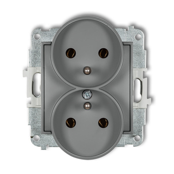 KARLIK MINI 27MGPR-2z  Gniazdo podwójne do ramki z uziemieniem 2x(2P+Z) (bez przesłon torów prądowych)