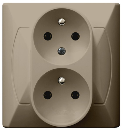 OSPEL AKCENT GP-2AC/01 Gniazdo podwójne z uziemieniem niezamienność faz