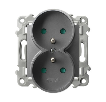 OSPEL SZAFIR GP-2ZRZP/m/70 Gniazdo podwójne z/u z przesłonami moduł