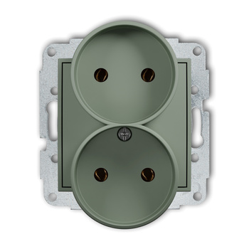 KARLIK MINI 61MGPR-2 Mechanizm gniazda podwójnego do ramki bez uziemienia 2x2P (bez przesłon torów prądowych)