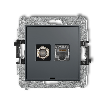 KARLIK ICON 28IGFKBO-5  Gniazdo antenowe pojedyńcze typu F (SAT) + gniazda komp. poj. 1xRJ45