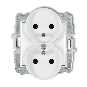KARLIK MINI 25MGPR-2z  Gniazdo podwójne do ramki z uziemieniem 2x(2P+Z) (bez przesłon torów prądowych)