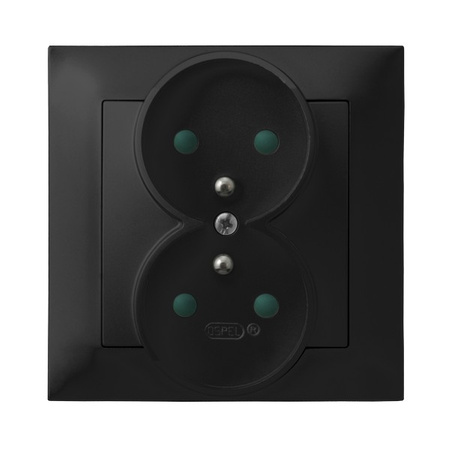 OSPEL IMPRESJA GP-2YZP/33 Gniazdo podwójne z/u z przesłonami, kompletne