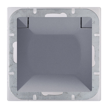 Gniazdo pojedyncze p/t 2P+Z Schuko bryzgoszczelne z klapką Pearl, 16A, 250V, PT-17PH, antracyt