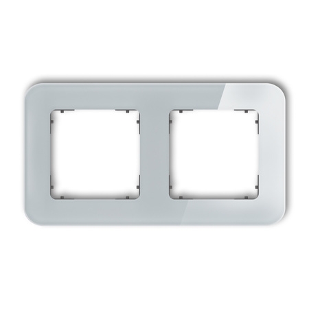 KARLIK ICON 15-28-IRSZ-2 Ramka uniwersalna podwójna zaokrąglona - efekt szkła (ramka: szara; spód: grafitowy mat)