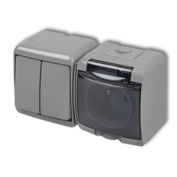 KARLIK JUNIOR 10WGHH-2d Łącznik świecznikowy z gniazdem pojedynczym z uziemieniem 2P+Z (klapka dymna; bez przesłon)